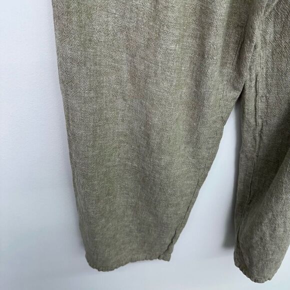 Rylee + Cru Women’s Fern Washed Out Green Linen Blend High Waisted Trouser Pant - Picture 11 of 11